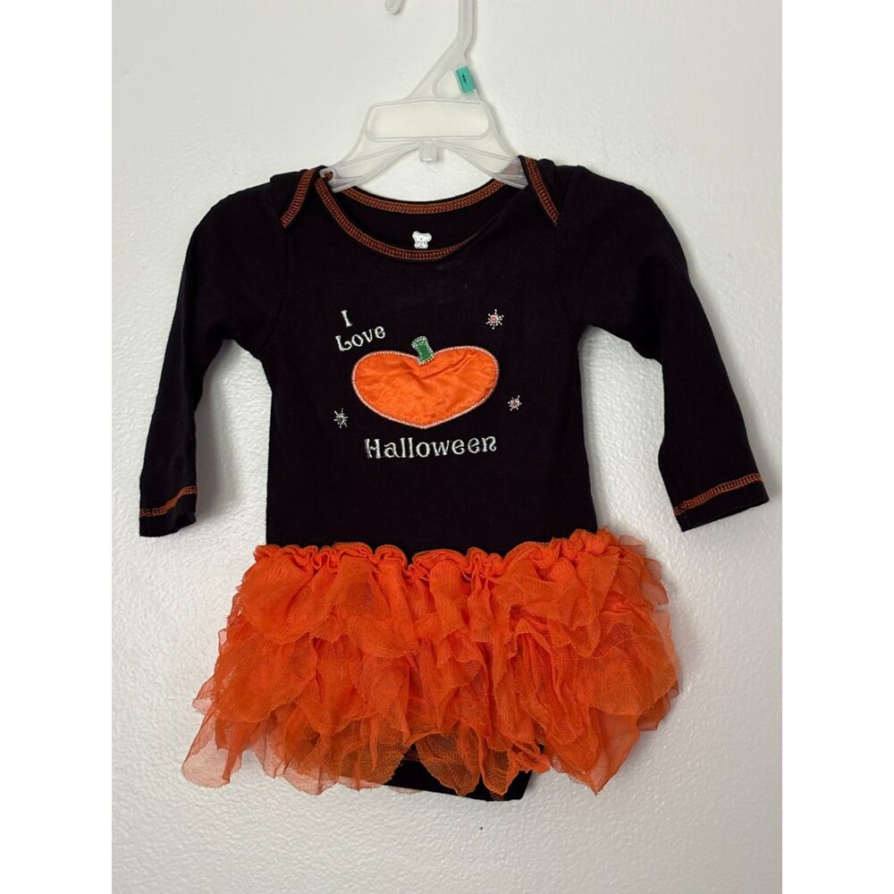 Koala Kids Baby 9M Halloween Pumpkin Tutu Bodysuit Black Orange I Love Halloween